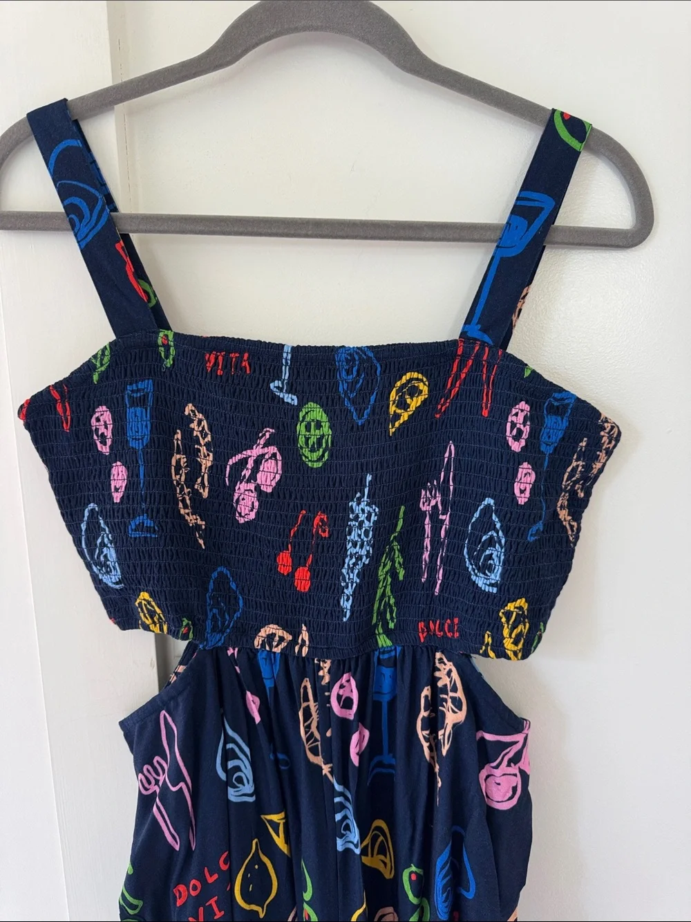 NWT Anthropologie Calendine Jordan Nickson Square-Neck Smocked Cutout Jumpsuit S